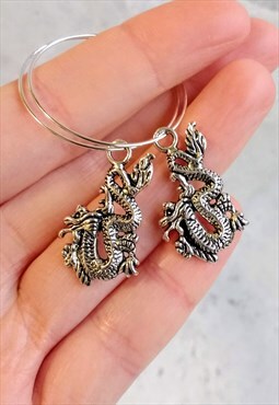 Chinese Dragon Hoop Earrings