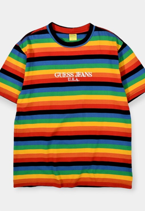 guess jeans rainbow t shirt