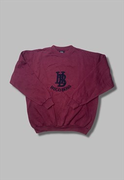 burgundy red hugo boss embroidered jumper 