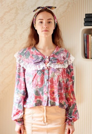 DUSKY PINKGREEN LONG SLEEVE BLOUSE