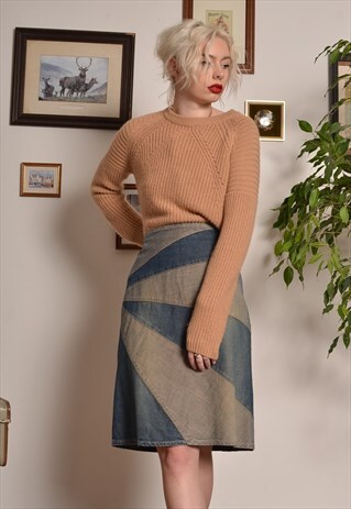 VINTAGE DENIM PENCIL SKIRT IN BLUE