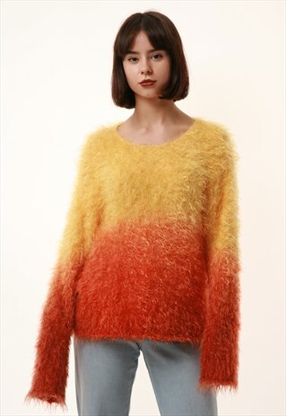 90S VINTAGE WARM MOHAIR WOOL COLORBOCK OVERSIZED JUMPER 1203