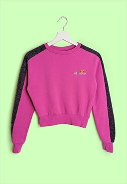 Y2K ELLESSE Crop Sweatshirt Glitter Sleeves Crop Top