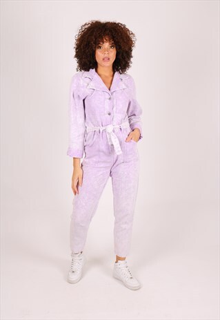 OUTTA LIMITS DENIM JUMPSUIT IN LILAC ACID WASH
