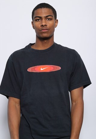 VINTAGE NIKE SPELL OUT LOGO T-SHIRT BLACK