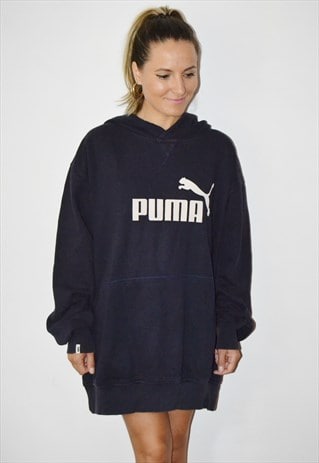 VINTAGE 90S PUMA SPELL OUT LOGO NAVY BLUE SWEATSHIRT HOODIE