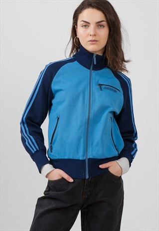 VINTAGE BLUE ADIDAS ZIP TRACK JACKET