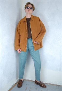 Vintage 90's bomber baggy tailored glam jacket in orange 