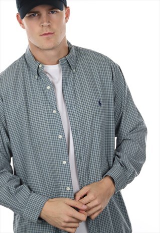 VINTAGE RALPH LAUREN CHECKED SHIRT GREEN