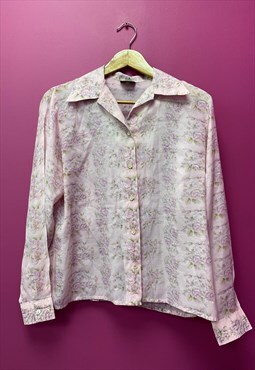 Vintage London Pride Shirt Pink Floral Cotton 