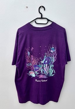 Vintage padre island fish purple tourist T-shirt large