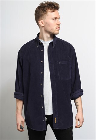 VINTAGE CORDUROY CORD SHIRT BLUE