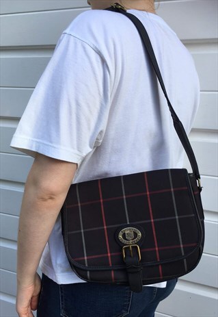 WOMENS BURBERRYS HANDBAG BLUE CHECK SADDLE BURBERRY BAG