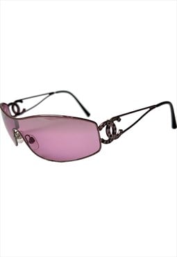 Chanel Sunglasses Shield Pink Crystal CC Logo 4073 Vintage