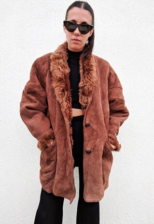 VINTAGE SUEDE SHEARLING COAT