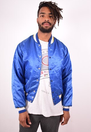MENS VINTAGE BOMBER JACKET MEDIUM BLUE 90S