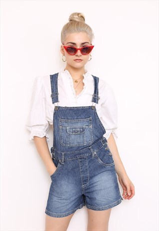 VINTAGE 90S BLUE SHORT DENIM DUNGAREES