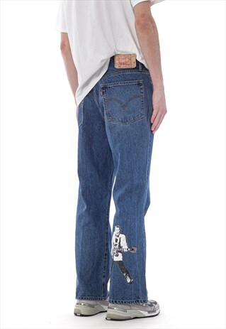 Vintage LEVIS 501 Jeans Cropped Pants Boot Cut 90s Blue