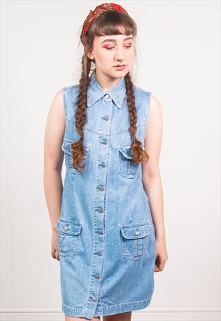 VINTAGE 90'S DENIM PINAFORE DRESS
