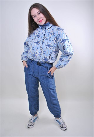 WOMAN PATTERN VINTAGE SKI SUIT, 80S VINTAGE SNOW SUIT