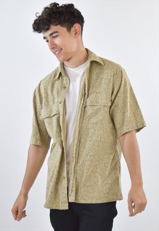 VINTAGE 90S BEIGE NAUTICA FLORAL PATTERNED SHIRT