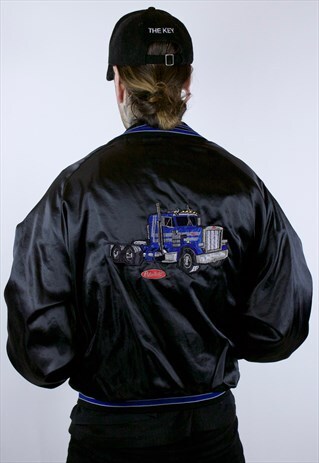 VINTAGE EMBROIDERED SATIN BOMBER JACKET