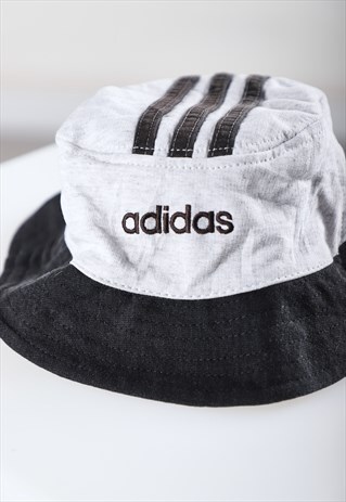 Reworked Vintage Adidas Bucket Hat in Grey Summer Festival