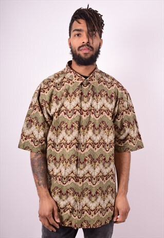 MENS VINTAGE CRAZY PRINT SHIRT XL MULTI 90'S