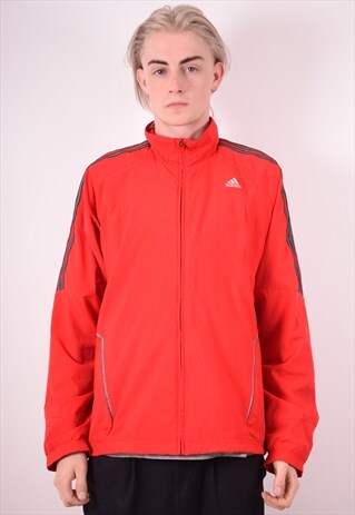 ADIDAS MENS VINTAGE TRACKSUIT TOP JACKET MEDIUM RED 90S