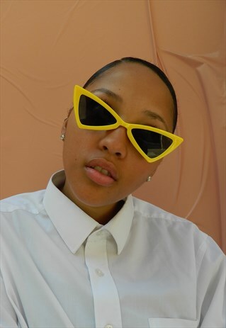 YELLOW CAT EYE TRIANGLE SUNGLASSES