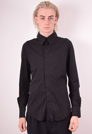 JUST CAVALLI MENS VINTAGE SHIRT MEDIUM BLACK 90S