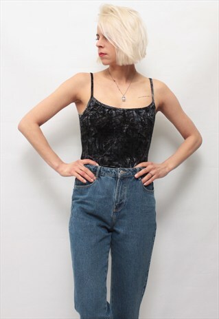VINTAGE 90' COOL BLACK VELOUR TOP