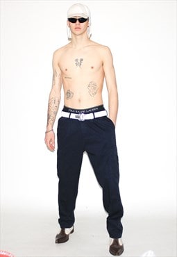 Vintage 90s straight cargo trousers in navy blue
