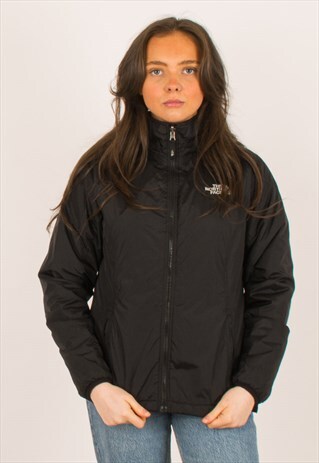 VINTAGE BLACK NORTH FACE PADDED JACKET COAT MEDIUM 8 10