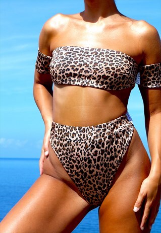 LIGHT LEOPARD PRINT HIGH RISE PEAKINI BOTTOMS
