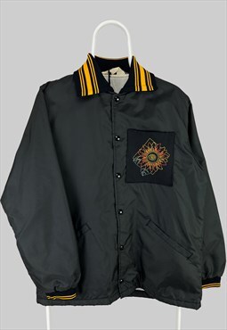 Vintage 90's Embroidered Coach Jacket in Black