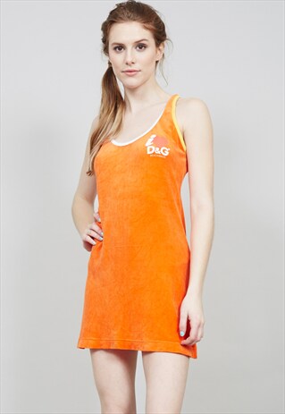 VINTAGE 90'S ORANGE SPORTS DOLCE & GABBANA MINI DRESS