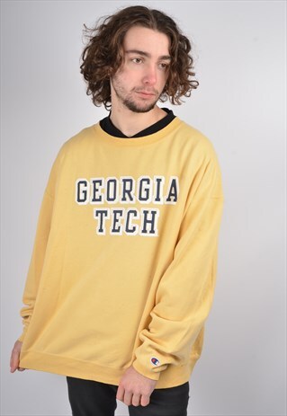 VINTAGE CHAMPION GEORGIA TECH SWEATSHIRT IN YELLOW