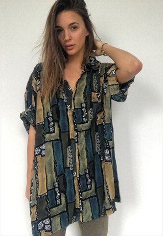 PATTERNED OVERSIZED RETRO VINTAGE UNISEX FESTIVAL SHIRT