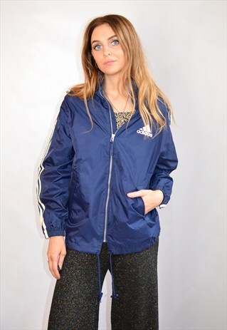 VINTAGE 90S BLUE ADIDAS WINDBREAKER SHELL JACKET