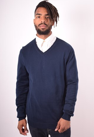 CALVIN KLEIN MENS VINTAGE JUMPER SWEATER XL NAVY BLUE 90S