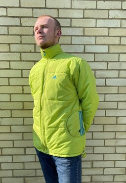 Vintage 1990s Lime Green Adidas Quilted Puffer Coat Jacket