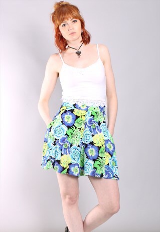 VINTAGE 80S NEON FLORAL FESTIVAL CULOTTE SHORTS