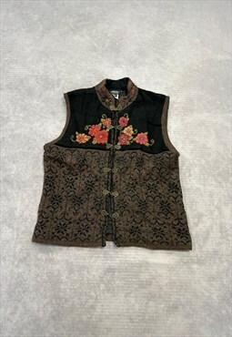 Vintage Knitted Vest Embroidered Norwegian Patterned Knit