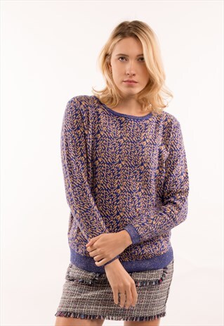 KNITTED MULTI-COLOR BLUE YELLOW DOT PRINT JUMPER