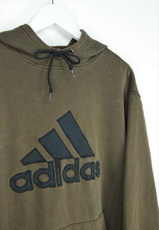 COOL VINTAGE 90S ADIDAS EMBROIDERED BIG LOGO HOODIE BROWN