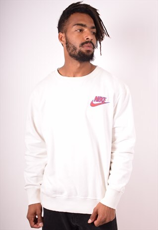NIKE MENS VINTAGE SWEATSHIRT JUMPER XL WHITE 90S