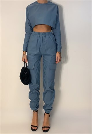 REJUST ESSENTIALS - PETROL BLUE CARGO JOGGER PANT