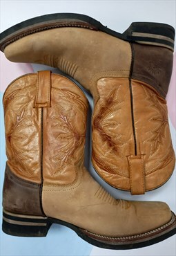 Grinders Cowboy Boots Brown Tan Leather Western 