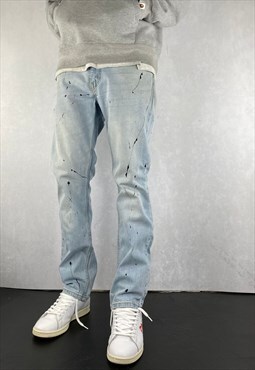 Slim Levis 511 Jeans Light Blue Paint Splatter Jeans Mens